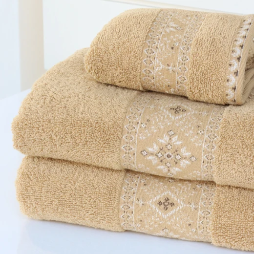 Nova Home Auric Jacquard Embroidered Towel - 100% Cotton - 30x50 Cm - Mustard - Nova Home - Image 4