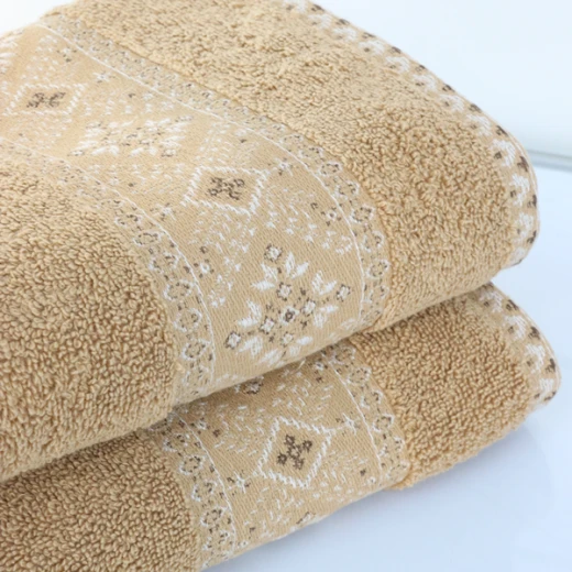 Nova Home Auric Jacquard Embroidered Towel - 100% Cotton - 30x50 Cm - Mustard - Nova Home - Image 3