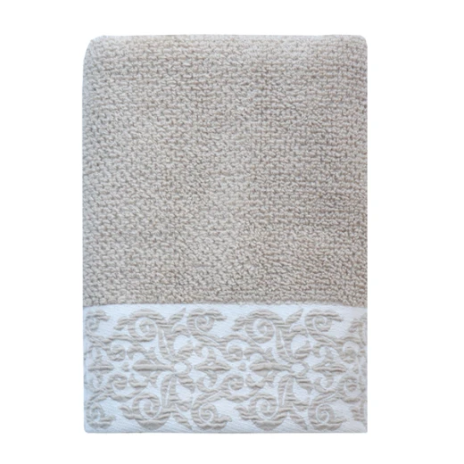 Nova Home Minto Jacquard Embroidered Towel - 100% Cotton - 50x90 Cm - Beige - Nova Home - Image 4