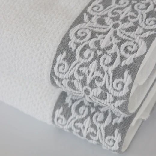 Nova Home Minto Jacquard Embroidered Towel - 100% Cotton - 50x90 Cm - White - Nova Home - Image 2