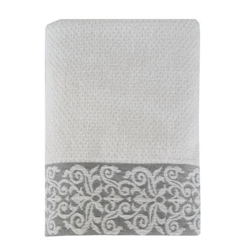 Nova Home Minto Jacquard Embroidered Towel - 100% Cotton - 50x90 Cm - White - Nova Home - Image 3