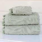 Nova Home Infinite Jacquard Towel with 3D Texture - 100% Cotton - 50x90 Cm - Light Green - Nova Home
