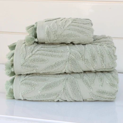 Nova Home Infinite Jacquard Towel with 3D Texture - 100% Cotton - 50x90 Cm - Light Green