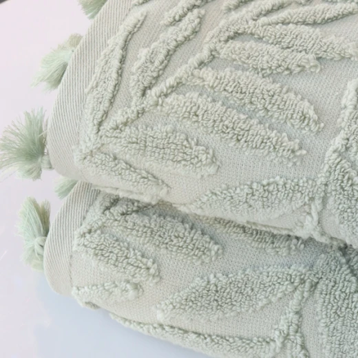 Nova Home Infinite Jacquard Towel with 3D Texture - 100% Cotton - 50x90 Cm - Light Green - Nova Home - Image 3