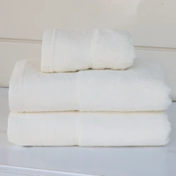 Nova Home Enigma Jacquard Towel with Leafs Details - 100% Cotton - 50x90 Cm - Cream