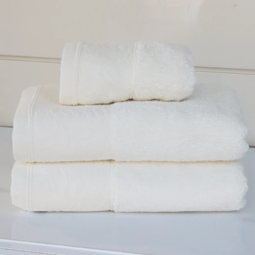 Nova Home Enigma Jacquard Towel with Leafs Details - 100% Cotton - 50x90 Cm - Cream - Nova Home - Image 2