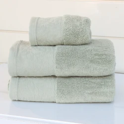 Nova Home Enigma Jacquard Towel with Leafs Details - 100% Cotton - 50x90 Cm - Light Green