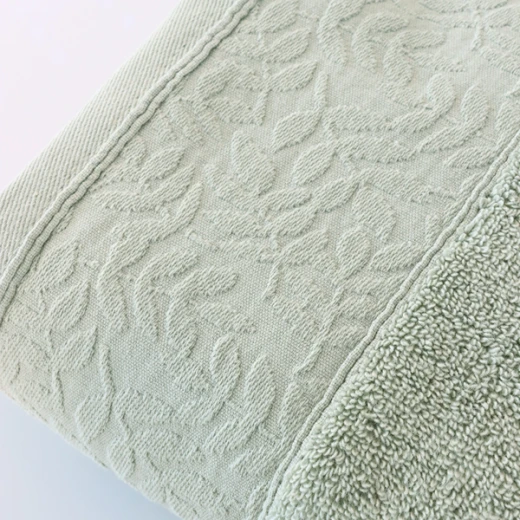 Nova Home Enigma Jacquard Towel with Leafs Details - 100% Cotton - 50x90 Cm - Light Green - Nova Home - Image 4