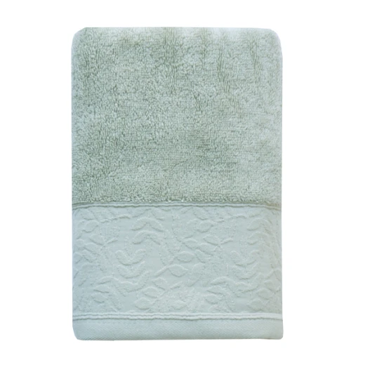 Nova Home Enigma Jacquard Towel with Leafs Details - 100% Cotton - 50x90 Cm - Light Green - Nova Home - Image 5