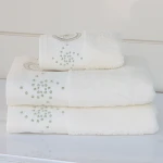 Nova Home Handan Embroidered Towel - 100% Cotton - 50x90 Cm - White - Nova Home