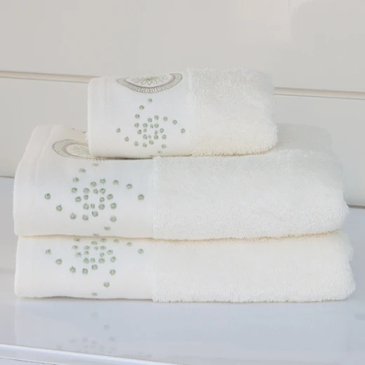 Nova Home Handan Embroidered Towel - 100% Cotton - 50x90 Cm - White
