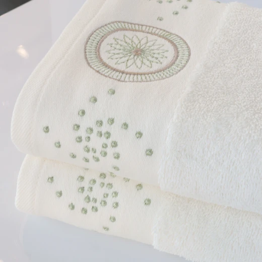 Nova Home Handan Embroidered Towel - 100% Cotton - 50x90 Cm - White - Nova Home - Image 4