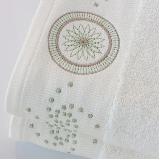 Nova Home Handan Embroidered Towel - 100% Cotton - 50x90 Cm - White - Nova Home - Image 3