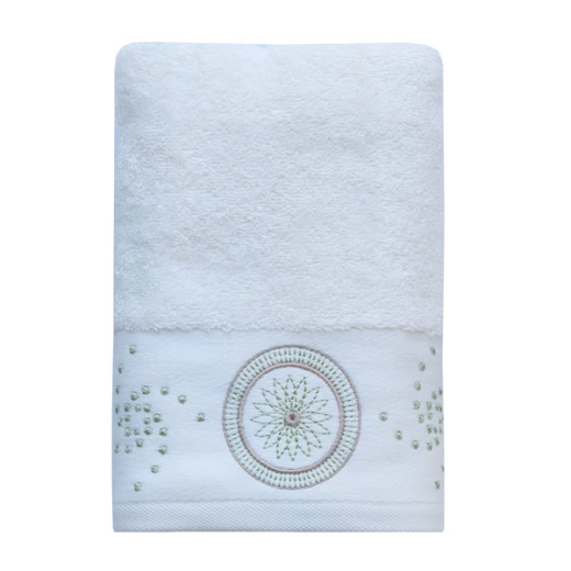 Nova Home Handan Embroidered Towel - 100% Cotton - 50x90 Cm - White - Nova Home - Image 2