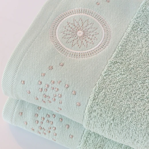 Nova Home Handan Embroidered Towel - 100% Cotton - 30x50 Cm - Light Green - Nova Home - Image 2
