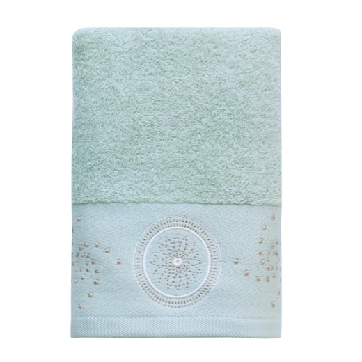 Nova Home Handan Embroidered Towel - 100% Cotton - 30x50 Cm - Light Green - Nova Home - Image 3