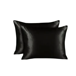 Nova Home Yildiz Satin Pillow Case Set - 2Pcs - Black