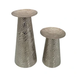 Weva Large Nickel Ribbed Hammered Candle Holder "Trend  Prism"