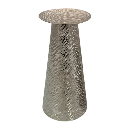 Weva Large Nickel Ribbed Hammered Candle Holder "Trend  Prism" - Weva - Image 2