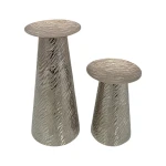 Weva Small Nickel Ribbed Hammered Candle Holder "Trend  Prism" - Weva