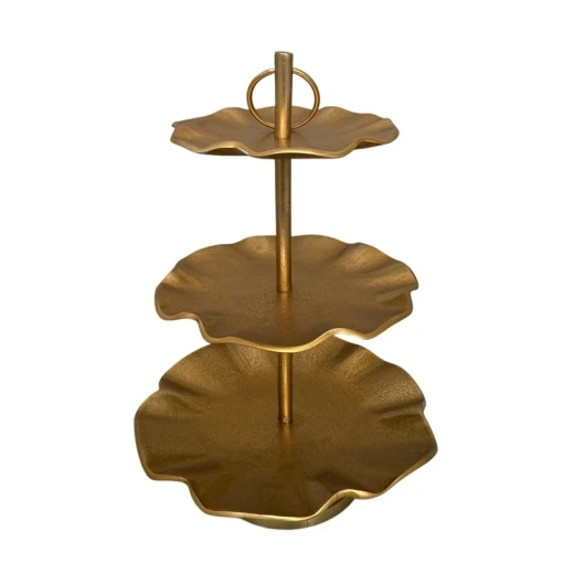 Weva Round Gold 3 Tier Rough Cake Stand 