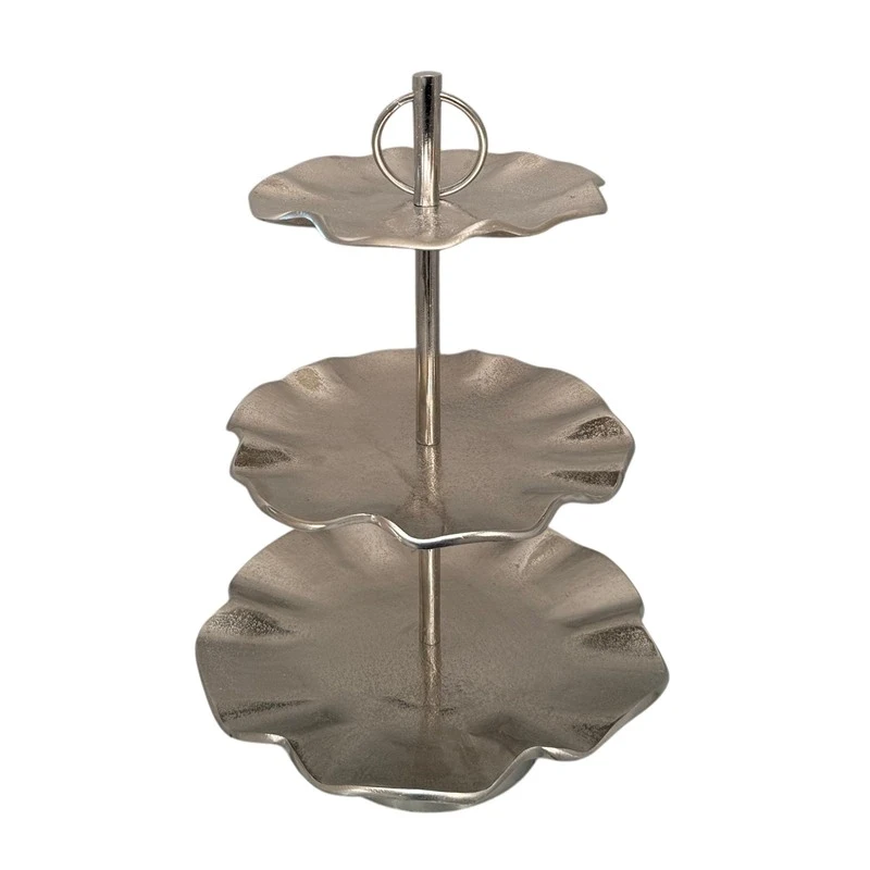 Weva Round Nickel 3 Tier Rough Cake Stand "Sleek Lux" - Weva
