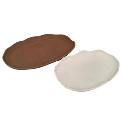 Weva Large Beige Uneven Flat Dish Tray "Earth Pride "