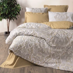 Nova Home Najva Bohemian Printed Duvet Cover Set - 100% Cotton - King & Super King - 4 Pcs - Mustard