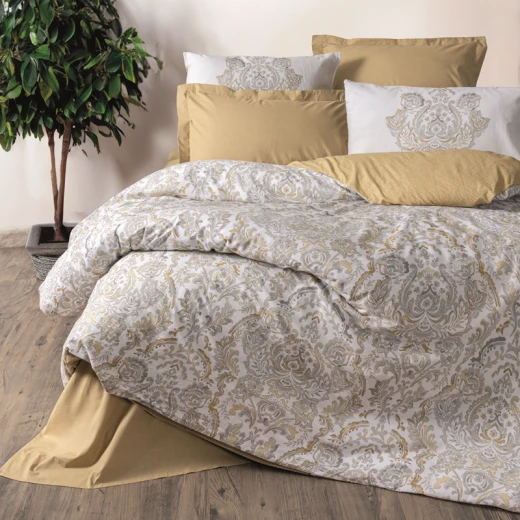 Nova Home Najva Bohemian Printed Duvet Cover Set - 100% Cotton - King & Super King - 4 Pcs - Mustard