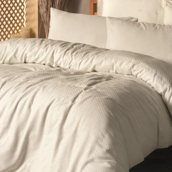 Nova Home Plaid Duvet Cover Set - 100% Cotton - King/Super King - 4 Pcs - Cream