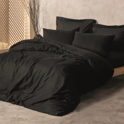 Nova Home Plaid Duvet Cover Set - 100% Cotton - King/Super King - 4 Pcs - Black