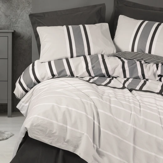 Nova Home Nobby Printed Duvet Cover Set - 100% Cotton - King & Super King - 4 Pcs - Anthracite - Nova Home - Image 2