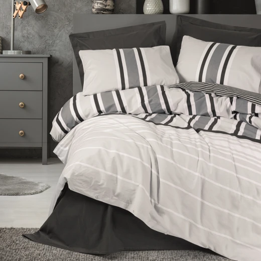 Nova Home Nobby Printed Duvet Cover Set - 100% Cotton - King & Super King - 4 Pcs - Anthracite