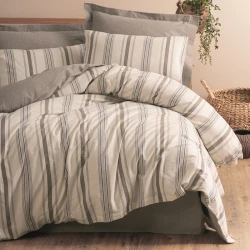 Nova Home Neoma Yarn Dyed Duvet Cover Set -Poly Cotton - Queen - 4 Pcs - Mink