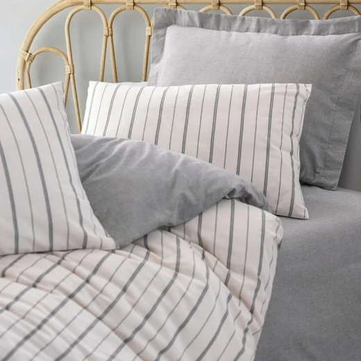 Nova Home Unus Yarn Dyed Duvet Cover Set -Poly Cotton - Single &Twin - 3 Pcs - Grey - Nova Home - Image 2