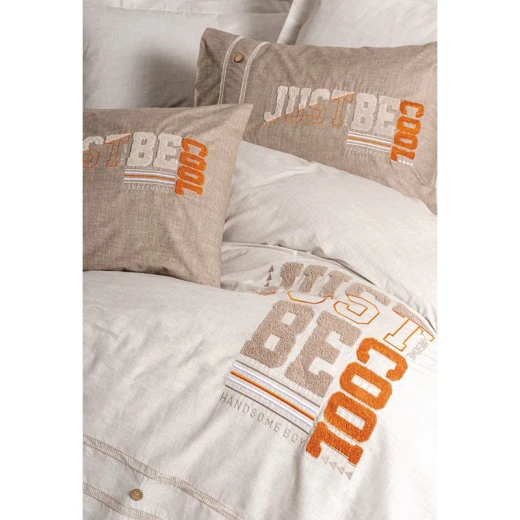 Nova Home Cool Embroidered Printed Duvet Cover Set - 100% Cotton - Single &Twin - 3 Pcs - Light Brown - Nova Home - Image 2