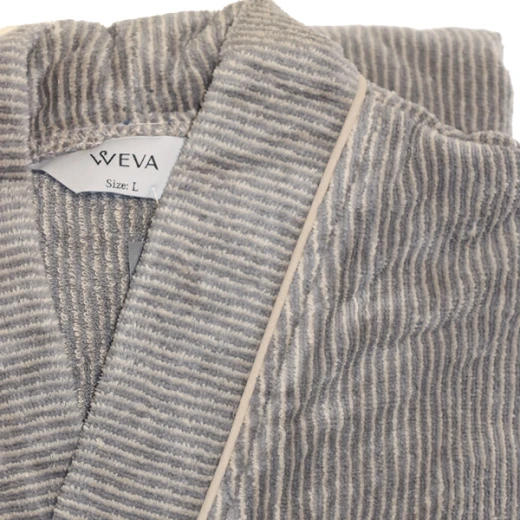 Weva Dapper Bath Robe - 100% Cotton - XXL - Grey - Weva - Image 7