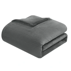 Nova Home Cozy Warm Velvet Blush Flannel Comforter -King/Super King- Grey