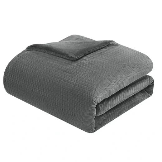 Nova Home Cozy Warm Velvet Blush Flannel Comforter -King/Super King- Grey - Nova Home - Image 2