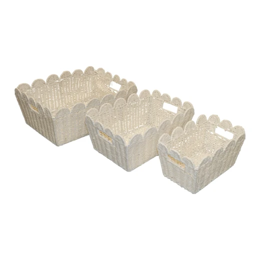 Weva Binlt Paper String Storage Basket Set - 3pcs - White Weva Binlt Paper String Storage Basket Set - 3pcs - White