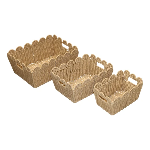 Weva Binlt Paper String Storage Basket Set - 3pcs - Beige