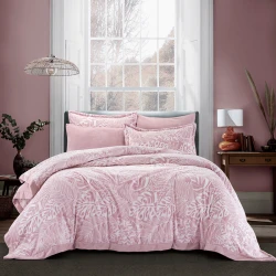 Nova Home Zante Winter Jacquard Flannel Comforter Set - 6 Pcs - King/Super King - Pink