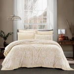 Nova Home Zante Winter Jacquard Flannel Comforter Set - 6 Pcs - King/Super King - Beige - Nova Home