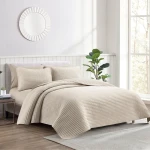 Nova Home Aurelia Pre Washed Summer Bed Spread Set - Twin - 4 Pcs - Beige - Nova Home