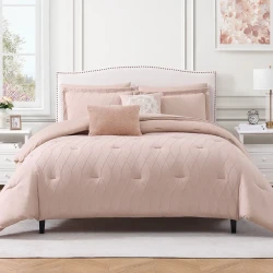 Nova Home Matrix Crinkled Summer Comforter Set - King & Super King - 8 Pcs - Pink
