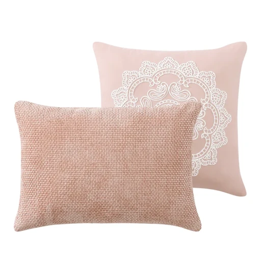 Nova Home Matrix Crinkled Summer Comforter Set - King & Super King - 8 Pcs - Pink - Nova Home - Image 4
