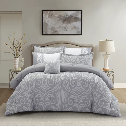 Nova Home Clark Jacquard Comforter Set - King & Super King - 7 Pcs - Grey Nova Home Clark Jacquard Comforter Set - King & Super King - 7 Pcs - Grey