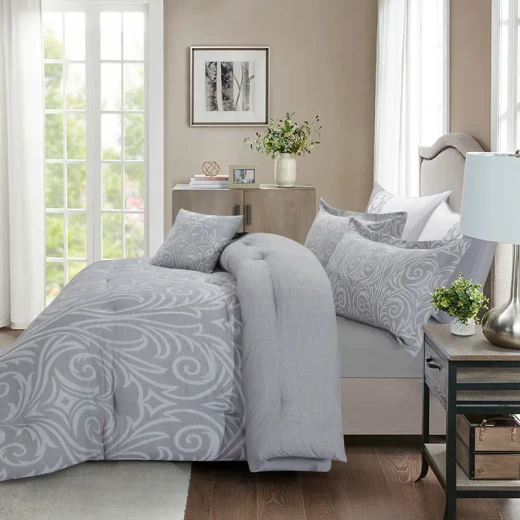 Nova Home Clark Jacquard Comforter Set - King & Super King - 7 Pcs - Grey - Nova Home - Image 3