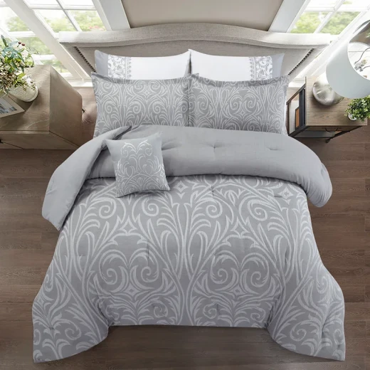 Nova Home Clark Jacquard Comforter Set - King & Super King - 7 Pcs - Grey - Nova Home - Image 7