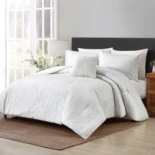 Nova Home Bibisara Jacquard Comforter Set - King & Super King - 7 Pcs - Ivory - Nova Home - Image 3